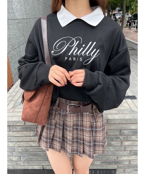 PHILLY（フィリー）の「【PHILLY】襟付きロゴスウェット（スウェット・レディース・ブラック/ネイビー・FREE）」の15枚目の写真