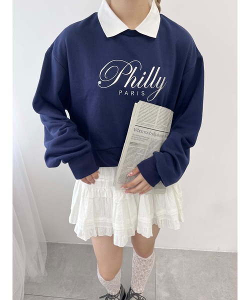 PHILLY（フィリー）の「【PHILLY】襟付きロゴスウェット（スウェット・レディース・ブラック/ネイビー・FREE）」の3枚目の写真