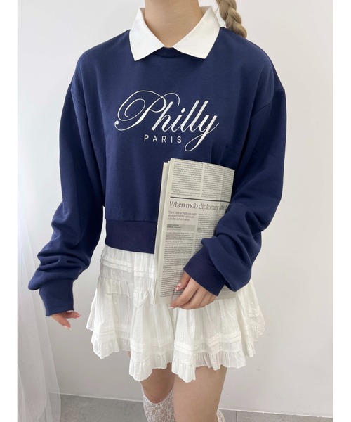 PHILLY（フィリー）の「【PHILLY】襟付きロゴスウェット（スウェット・レディース・ブラック/ネイビー・FREE）」の5枚目の写真
