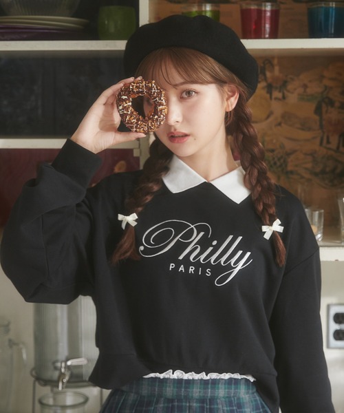 PHILLY（フィリー）の「【PHILLY】襟付きロゴスウェット（スウェット・レディース・ブラック/ネイビー・FREE）」の22枚目の写真
