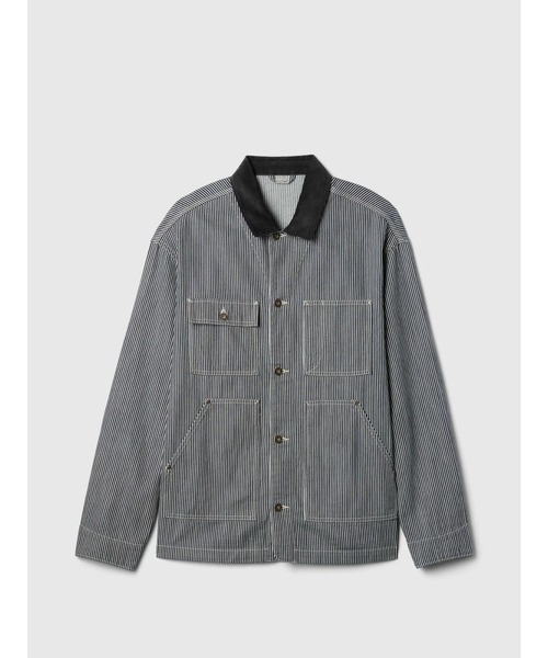 90s STONE  チョアジャケット グレー カバーオール GAP（ギャップ）の「レイルロード デニム チョアジャケット