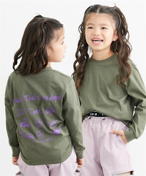 QUNTSTYLE（キュントスタイル）の「バックプリント長袖 Tシャツ　<綿100%>（Tシャツ/カットソー・キッズ・オフホワイト/ブラック/ラベンダー/ミント/テラコッタ/チャコールグレー/ネイビー/カーキ・120/130/140/150/160/100/110/170）」の5枚目の写真