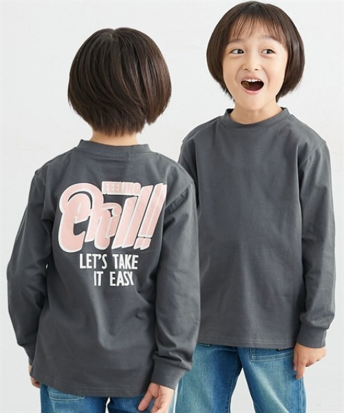QUNTSTYLE（キュントスタイル）の「バックプリント長袖 Tシャツ　<綿100%>（Tシャツ/カットソー・キッズ・オフホワイト/ブラック/ラベンダー/ミント/テラコッタ/チャコールグレー/ネイビー/カーキ・120/130/140/150/160/100/110/170）」の3枚目の写真