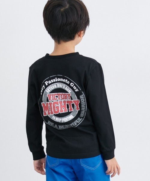 セール】綿100%<はだｷｭﾝ> 長袖ﾊﾞｯｸﾌﾟﾘﾝﾄTｼｬﾂ(男の子・女の子)（T