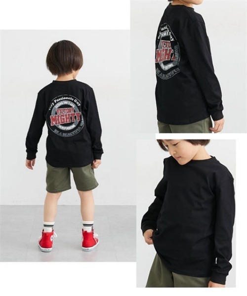 QUNTSTYLE（キュントスタイル）の「バックプリント長袖 Tシャツ　<綿100%>（Tシャツ/カットソー・キッズ・オフホワイト/ブラック/ラベンダー/ミント/テラコッタ/チャコールグレー/ネイビー/カーキ・120/130/140/150/160/100/110/170）」の14枚目の写真