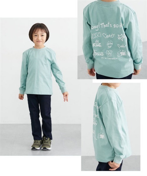 QUNTSTYLE（キュントスタイル）の「バックプリント長袖 Tシャツ　<綿100%>（Tシャツ/カットソー・キッズ・オフホワイト/ブラック/ラベンダー/ミント/テラコッタ/チャコールグレー/ネイビー/カーキ・120/130/140/150/160/100/110/170）」の18枚目の写真