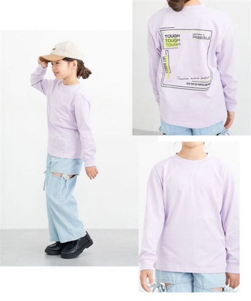 QUNTSTYLE（キュントスタイル）の「バックプリント長袖 Tシャツ　<綿100%>（Tシャツ/カットソー・キッズ・オフホワイト/ブラック/ラベンダー/ミント/テラコッタ/チャコールグレー/ネイビー/カーキ・120/130/140/150/160/100/110/170）」の20枚目の写真
