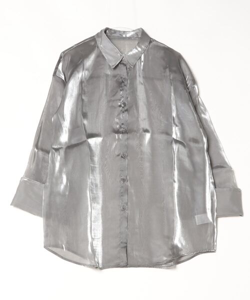 Per sist ence（パーシエンス）の「ラメオーガンジービッグカフスシアーシャツ（シャツ/ブラウス・レディース・グレー/ブラック/ブラウン・FREE）」の2枚目の写真