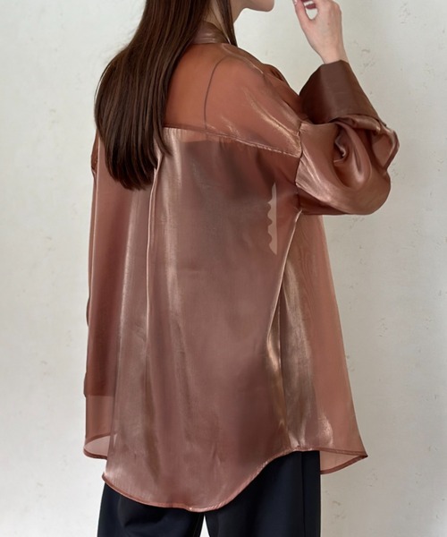 Per sist ence（パーシエンス）の「ラメオーガンジービッグカフスシアーシャツ（シャツ/ブラウス・レディース・グレー/ブラック/ブラウン・FREE）」の18枚目の写真