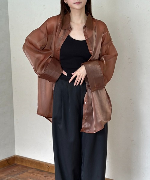 Per sist ence（パーシエンス）の「ラメオーガンジービッグカフスシアーシャツ（シャツ/ブラウス・レディース・グレー/ブラック/ブラウン・FREE）」の13枚目の写真