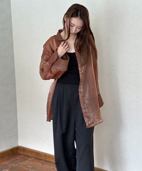 Per sist ence（パーシエンス）の「ラメオーガンジービッグカフスシアーシャツ（シャツ/ブラウス・レディース・グレー/ブラック/ブラウン・FREE）」の16枚目の写真