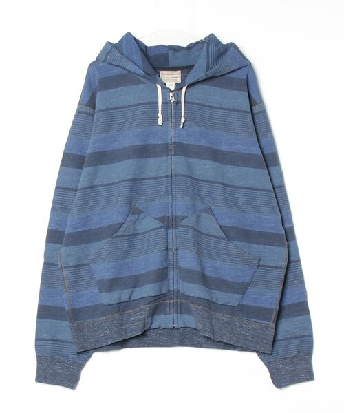 【RRL】ストライプ柄 フレンチテリー フルジップ パーカー RRL（ダブル アール エル）の「ストライプド フレンチ テリー