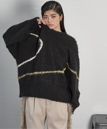 ニュアンスラインブラッシュドニットプルオーバー