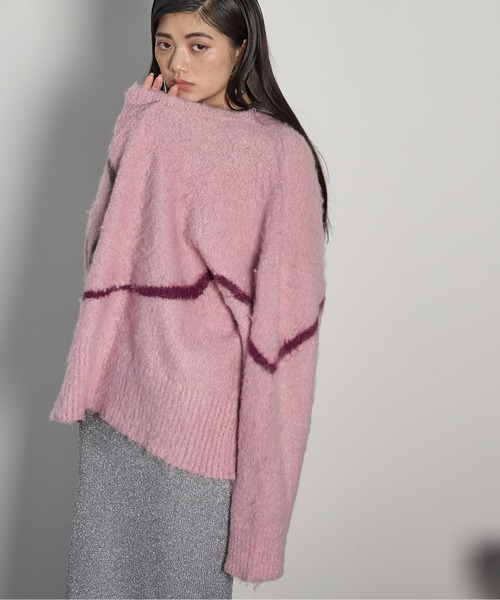 セール】ニュアンスラインブラッシュドニットプルオーバー（ニット