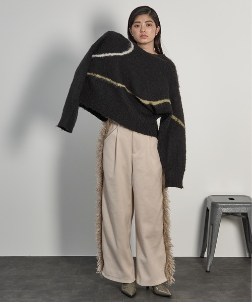 THE YOn（ザヨン）の「ニュアンスラインブラッシュドニットプルオーバー（ニット/セーター・レディース・ピンク/アイボリー/ブラック・FREE）」の21枚目の写真