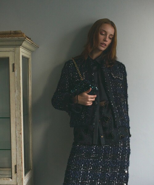 ビジューラインツイードジャケット（ノーカラージャケット）｜GRACE CLASS（グレースクラス）