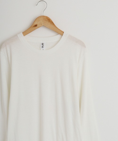 TRUSS(トラス)の「TRUSS トライブレンド3/4スリーブTシャツ(Tシャツ/カットソー・レディース・ブルー/ブラウン/ピンク/オートミール/パープル/ネイビー/グリーン/ブラック/オフホワイト/ヘザーグレー/スミクロ・L/S/XL/M)」の2枚目の写真