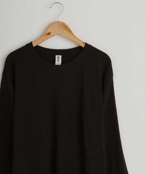 TRUSS(トラス)の「TRUSS トライブレンド3/4スリーブTシャツ(Tシャツ/カットソー・レディース・ブルー/ブラウン/ピンク/オートミール/パープル/ネイビー/グリーン/ブラック/オフホワイト/ヘザーグレー/スミクロ・L/S/XL/M)」の3枚目の写真