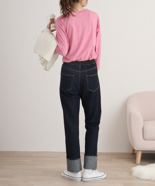 TRUSS(トラス)の「TRUSS トライブレンド3/4スリーブTシャツ(Tシャツ/カットソー・レディース・ブルー/ブラウン/ピンク/オートミール/パープル/ネイビー/グリーン/ブラック/オフホワイト/ヘザーグレー/スミクロ・L/S/XL/M)」の18枚目の写真