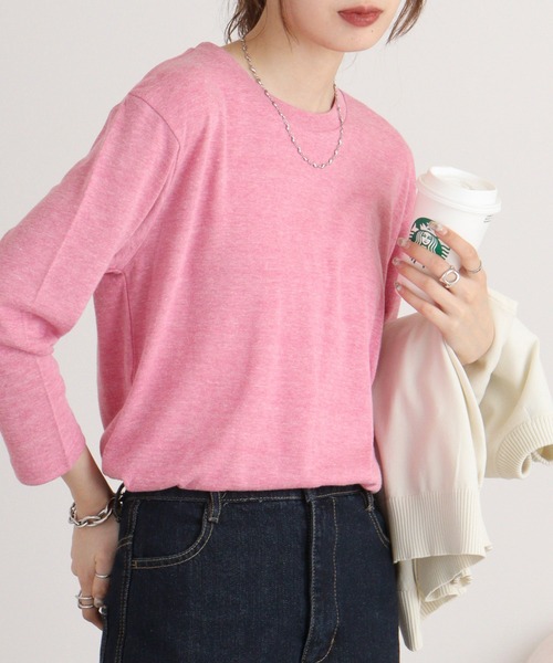 TRUSS(トラス)の「TRUSS トライブレンド3/4スリーブTシャツ(Tシャツ/カットソー・レディース・ブルー/ブラウン/ピンク/オートミール/パープル/ネイビー/グリーン/ブラック/オフホワイト/ヘザーグレー/スミクロ・L/S/XL/M)」の16枚目の写真