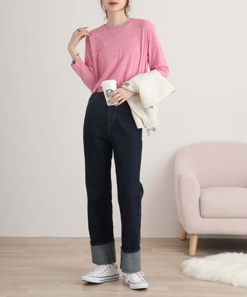 TRUSS(トラス)の「TRUSS トライブレンド3/4スリーブTシャツ(Tシャツ/カットソー・レディース・ブルー/ブラウン/ピンク/オートミール/パープル/ネイビー/グリーン/ブラック/オフホワイト/ヘザーグレー/スミクロ・L/S/XL/M)」の17枚目の写真