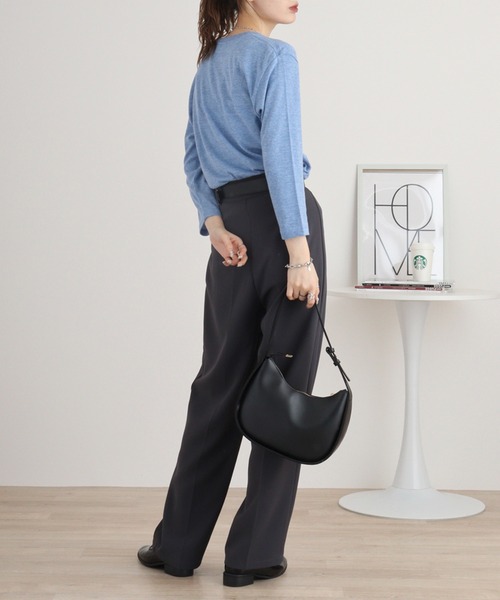 TRUSS(トラス)の「TRUSS トライブレンド3/4スリーブTシャツ(Tシャツ/カットソー・レディース・ブルー/ブラウン/ピンク/オートミール/パープル/ネイビー/グリーン/ブラック/オフホワイト/ヘザーグレー/スミクロ・L/S/XL/M)」の13枚目の写真