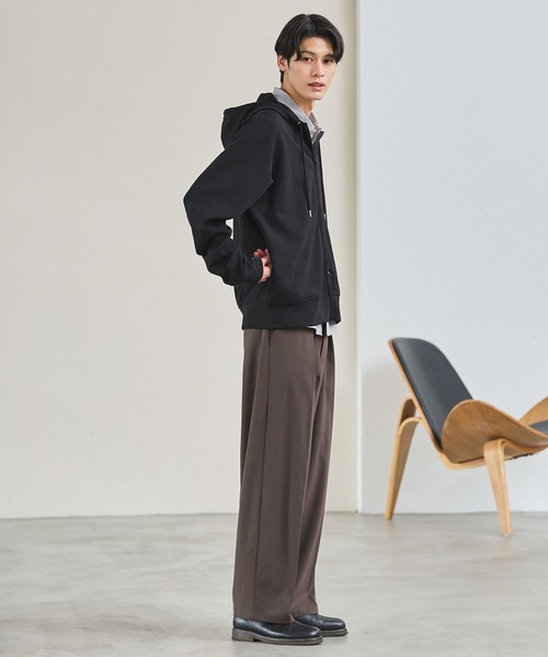 ESSENTIAL インディゴクロップドパーカーセットアップ コットンポンチハイネックジップパーカー（パーカー