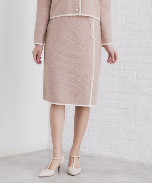 index（インデックス）の「◆《美人百花掲載》パール調ツイードライクタイトスカート/セットアップ対応【洗濯機洗い可】（スカート・レディース・ライトイエロー系/ピンク系1/ブラック/グレー・42/40/38/36）」の4枚目の写真