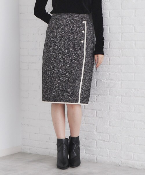 index（インデックス）の「◆《美人百花掲載》パール調ツイードライクタイトスカート/セットアップ対応【洗濯機洗い可】（スカート・レディース・ライトイエロー系/ピンク系1/ブラック/グレー・42/40/38/36）」の2枚目の写真