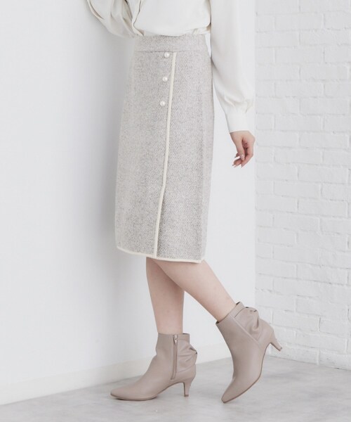 index（インデックス）の「◆《美人百花掲載》パール調ツイードライクタイトスカート/セットアップ対応【洗濯機洗い可】（スカート・レディース・ライトイエロー系/ピンク系1/ブラック/グレー・42/40/38/36）」の21枚目の写真