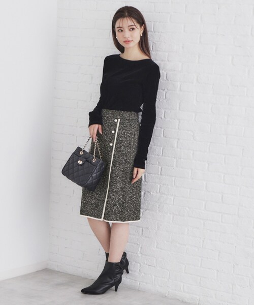 index（インデックス）の「◆《美人百花掲載》パール調ツイードライクタイトスカート/セットアップ対応【洗濯機洗い可】（スカート・レディース・ライトイエロー系/ピンク系1/ブラック/グレー・42/40/38/36）」の16枚目の写真