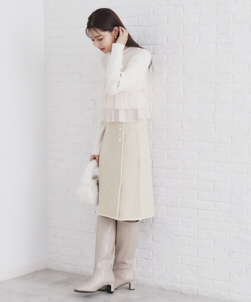 index（インデックス）の「◆《美人百花掲載》パール調ツイードライクタイトスカート/セットアップ対応【洗濯機洗い可】（スカート・レディース・ライトイエロー系/ピンク系1/ブラック/グレー・42/40/38/36）」の20枚目の写真