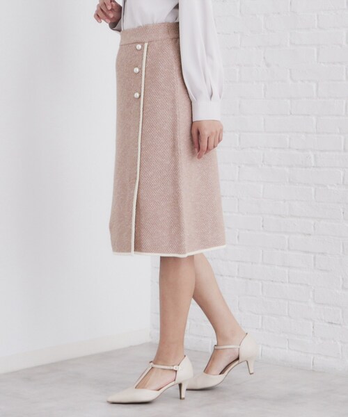 index（インデックス）の「◆《美人百花掲載》パール調ツイードライクタイトスカート/セットアップ対応【洗濯機洗い可】（スカート・レディース・ライトイエロー系/ピンク系1/ブラック/グレー・42/40/38/36）」の5枚目の写真