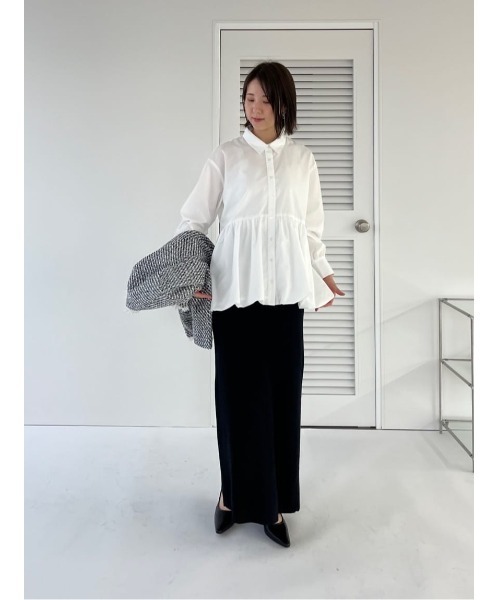 titivate（ティティベイト）の「襟付ヘムバルーンシャツ（シャツ/ブラウス・レディース・ブルー/オフホワイト/ホワイト系その他/ネイビー・S/M/L）」の18枚目の写真