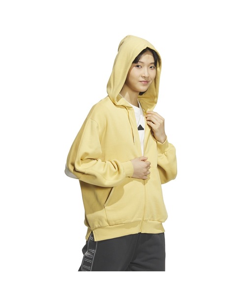 adidas（アディダス）の「アディダス adidas W WORD スウェットFZフーディ（スウェット・レディース・マスタード/ダークグレー/スモークピンク・S/M/L/XL）」の16枚目の写真