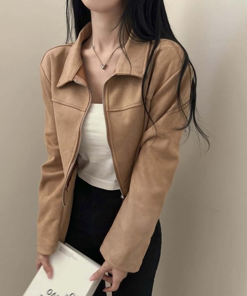 MAISON DE THERESE(メゾン ド テレーズ)の「スエードジャケット(テーラードジャケット・レディース・ブラック/グリーン/キャメル・M)」の6枚目の写真