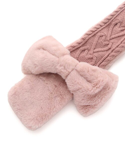 Ampersand(アンパサンド)の「ふわふわリボンマフラー(マフラー・キッズ・ピンク/グレー/アイボリー・120/140)」の10枚目の写真