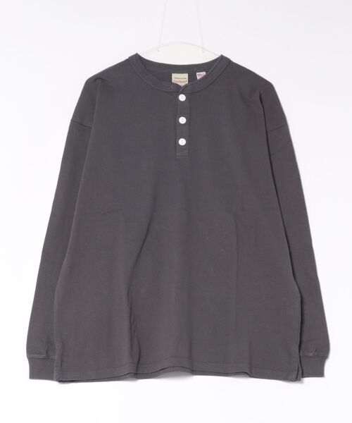 Goodwear(グッドウェア)の「【Goodwear】ヘンリーネック LONG SLEEVE BIG TEE 2W7-61206(Tシャツ/カットソー・メンズ・ブラック/ホワイト/チャコールグレー・M/L/XL)」の3枚目の写真