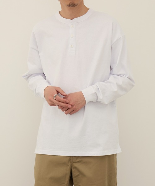 Goodwear(グッドウェア)の「【Goodwear】ヘンリーネック LONG SLEEVE BIG TEE 2W7-61206(Tシャツ/カットソー・メンズ・ブラック/ホワイト/チャコールグレー・M/L/XL)」の5枚目の写真