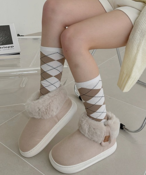 Miniministore(ミニミニストア)の「厚底ムートンブーツ 保温(ブーツ・レディース・アイボリー/キャメル・S/M/L)」の5枚目の写真