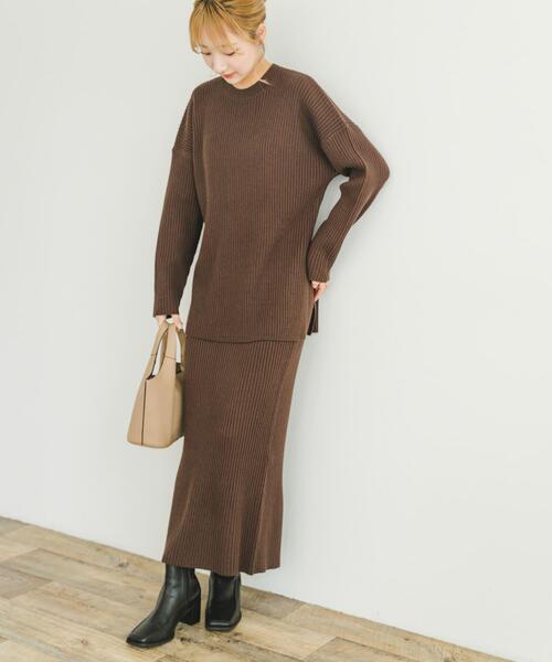セール】クルーネックリブニットセット（ワンピース）｜ITEMS