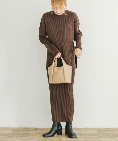 セール】クルーネックリブニットセット（ワンピース）｜ITEMS