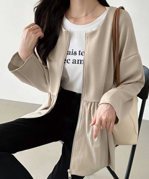 ペプラムドッキングジップアップジャケット（ノーカラージャケット）｜CADBURY（キャドバリー）