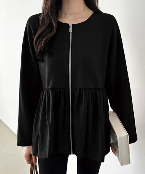 ペプラムドッキングジップアップジャケット（ノーカラージャケット）｜CADBURY（キャドバリー）