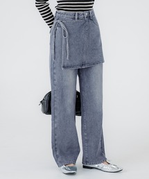 ラップスカートレイヤード デニムパンツ