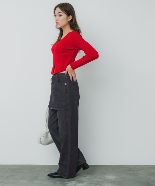 coca(coca)(コカ)の「ラップスカートレイヤード デニムパンツ(デニムパンツ・レディース・ブルー/ブラック・S/L/M)」の8枚目の写真