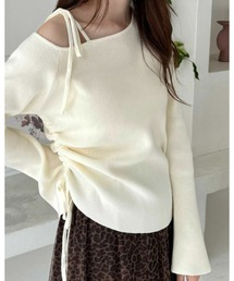 clear | サイドドロスト肩リボンワンショルニットトップス ≪2024AW新作≫(ニット/セーター)