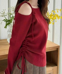 clear | サイドドロスト肩リボンワンショルニットトップス ≪2024AW新作≫(ニット/セーター)