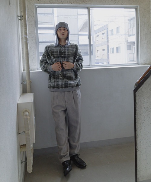 niko and...（ニコアンド）の「チェックボアヘンリープルオーバー（その他トップス・メンズ・グレー/グリーン・LARGE/MEDIUM）」の4枚目の写真