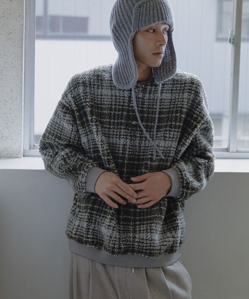 niko and...（ニコアンド）の「チェックボアヘンリープルオーバー（その他トップス・メンズ・グレー/グリーン・LARGE/MEDIUM）」の6枚目の写真